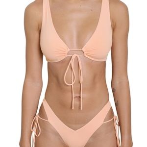 Riot swim peach Fox top and bottom bikini size small